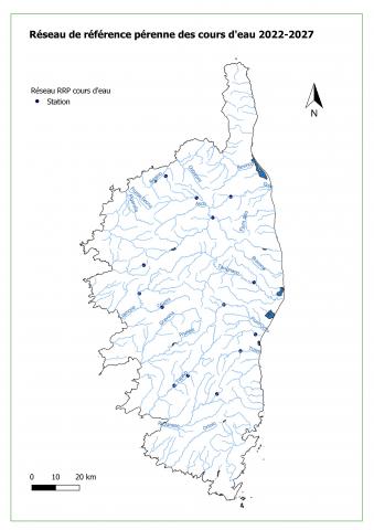carte des stations du réseau de référence pérenne des eaux superficielles 2022-2027